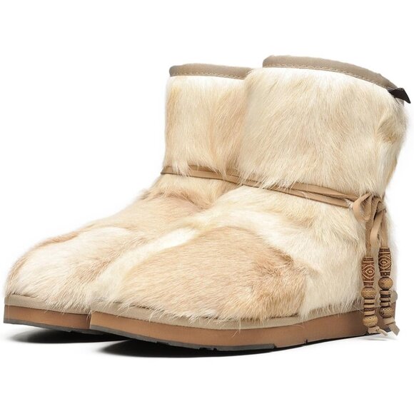 Women's White Casual And Versatile Wool Winter Warm Simple Snow Boots - Picture 6 of 7